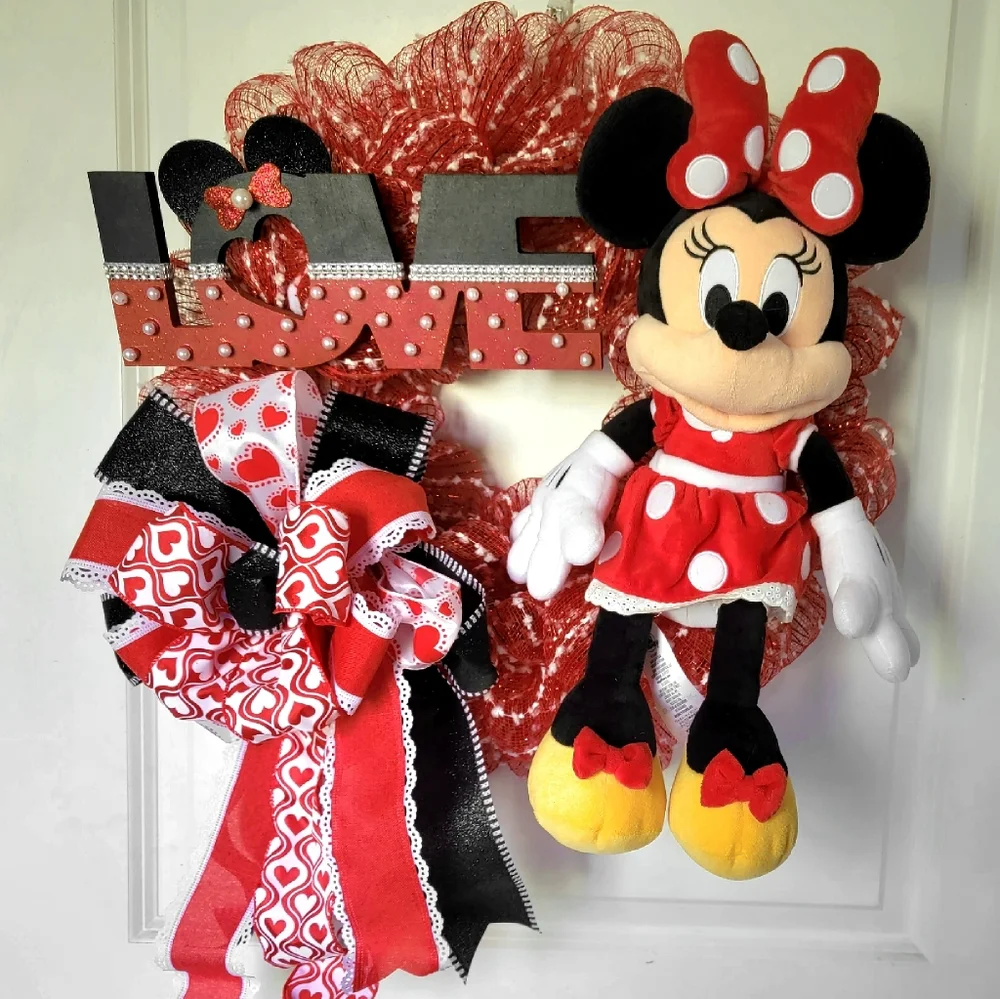 Minnie Mouse Wreath Deco Mesh Bow Genuine Disney Quinceañera Baby Shower Girl